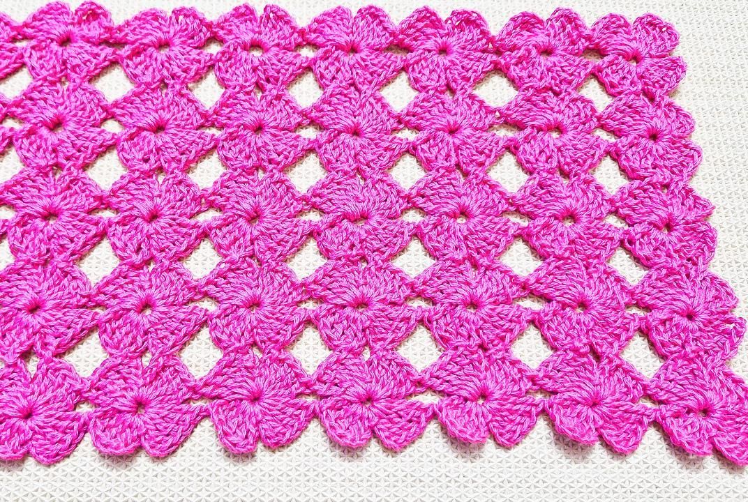 Ornate Crochet Flower Rectangle Tablemat