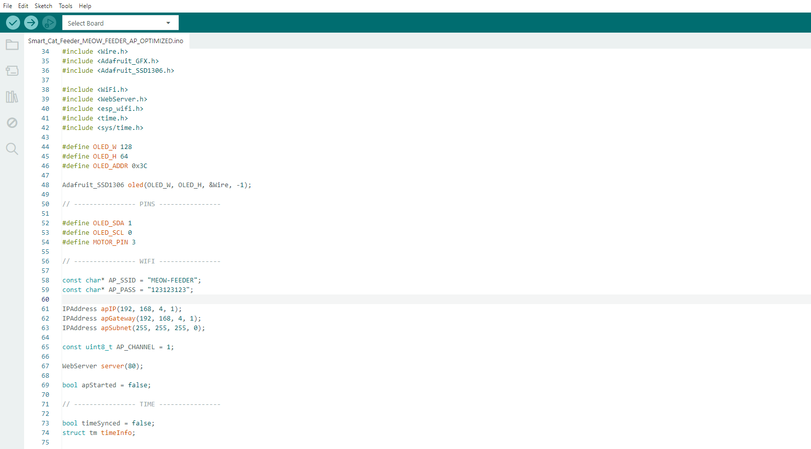 Arduino IDE และ Firmware สำหรับ ESP32-C3 Smart Cat Feeder