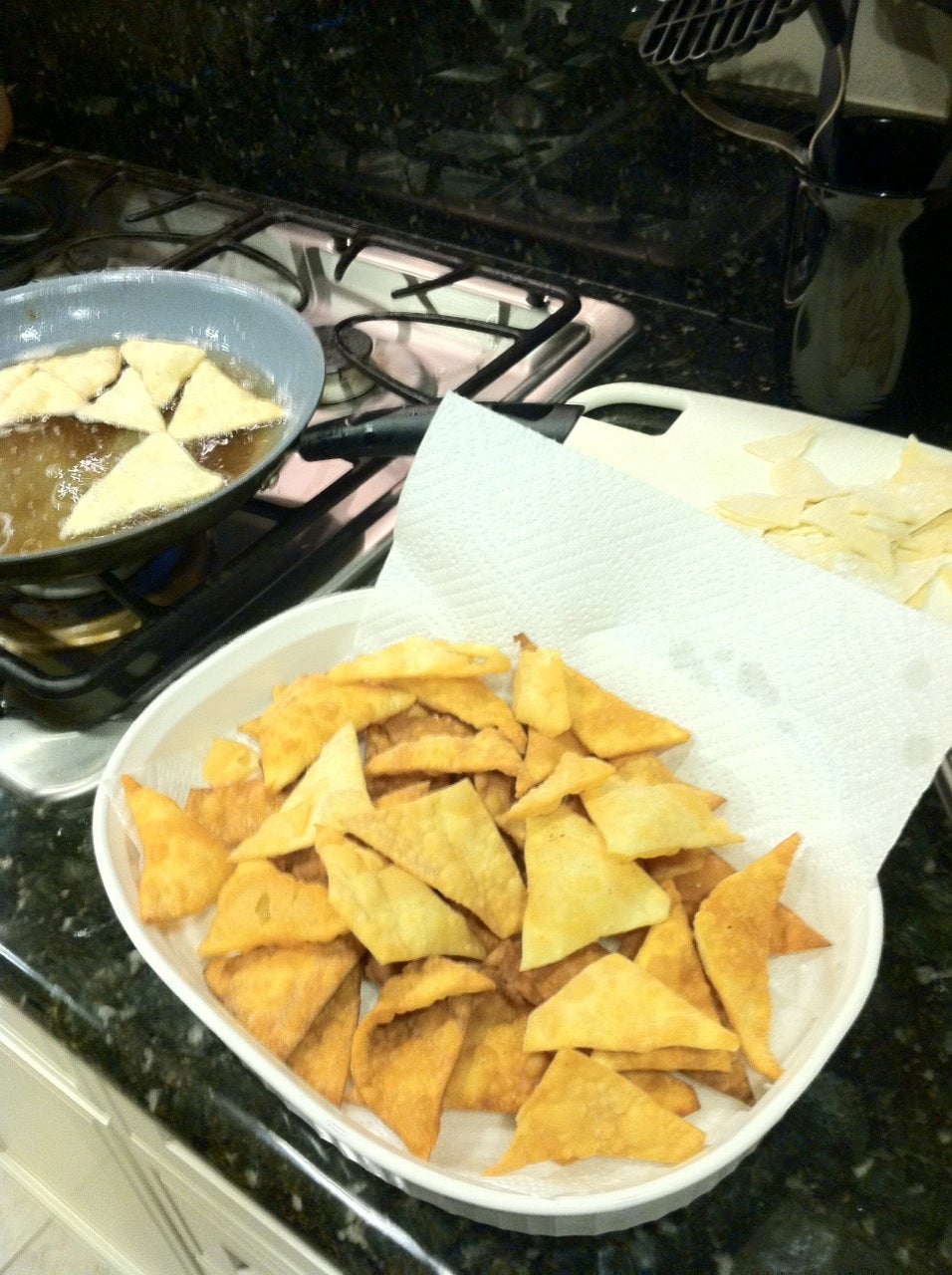 Frying the Pasta Chips