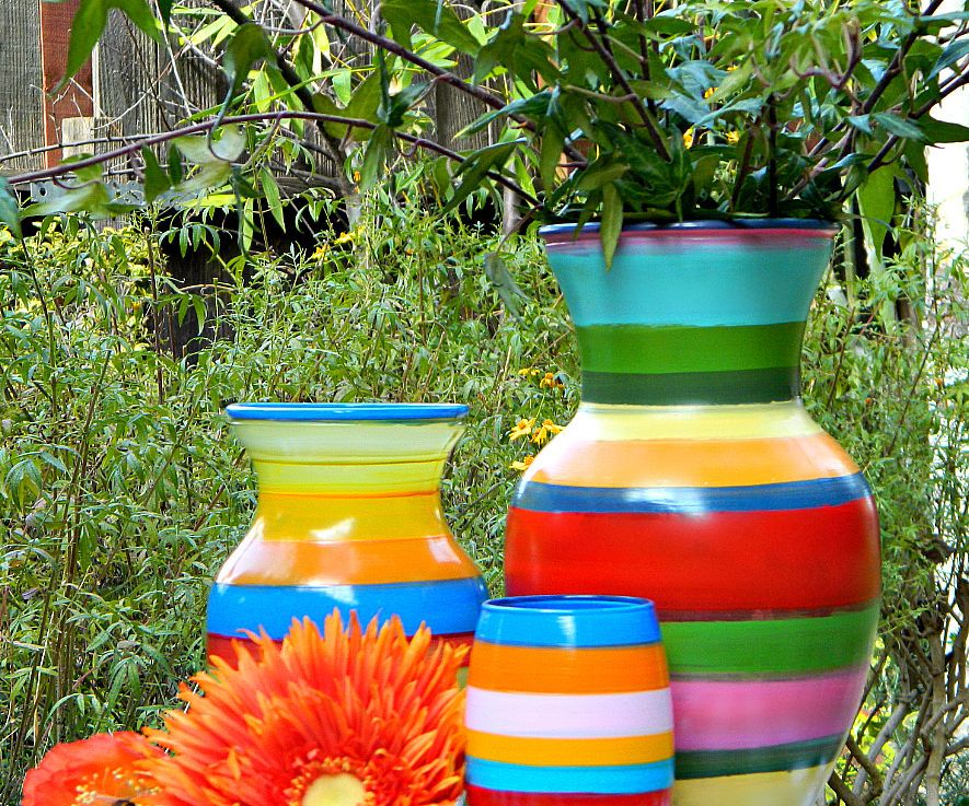 Striped Spring Vases