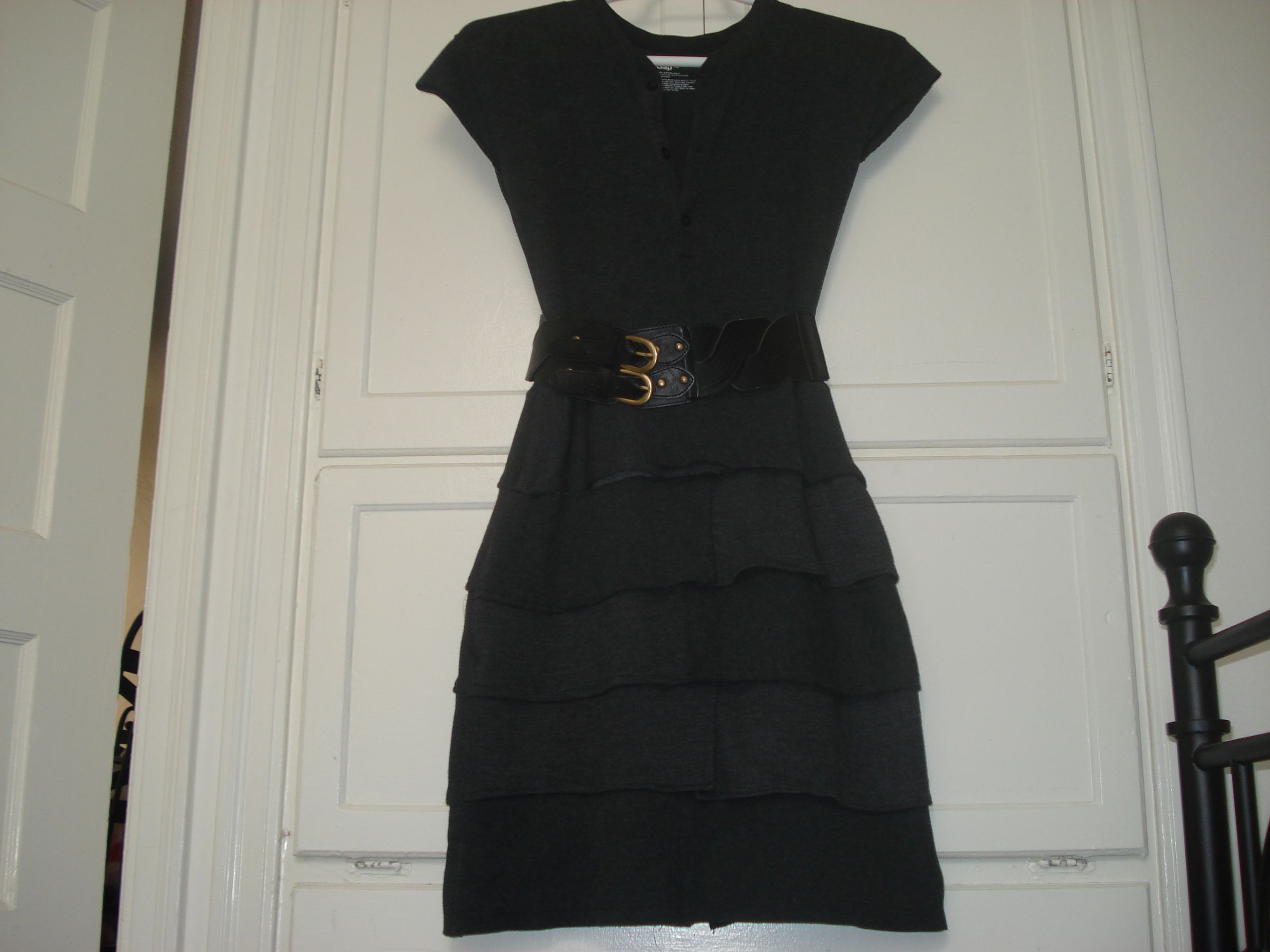 Thermal (Waffle) Ruffle Dress From Recycled Shirts