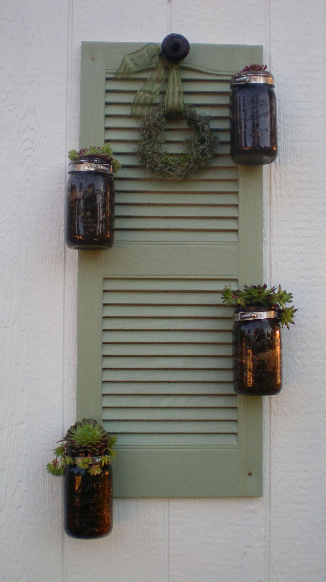 Shutter Planter  With Succulants