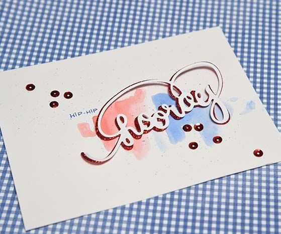 Watercolor Hip Hip Hooray 4th of July Card