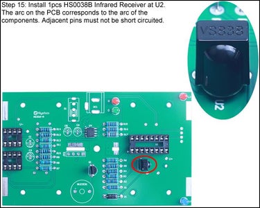 Install 1pcs HS0038B Infrared Receiver at U2