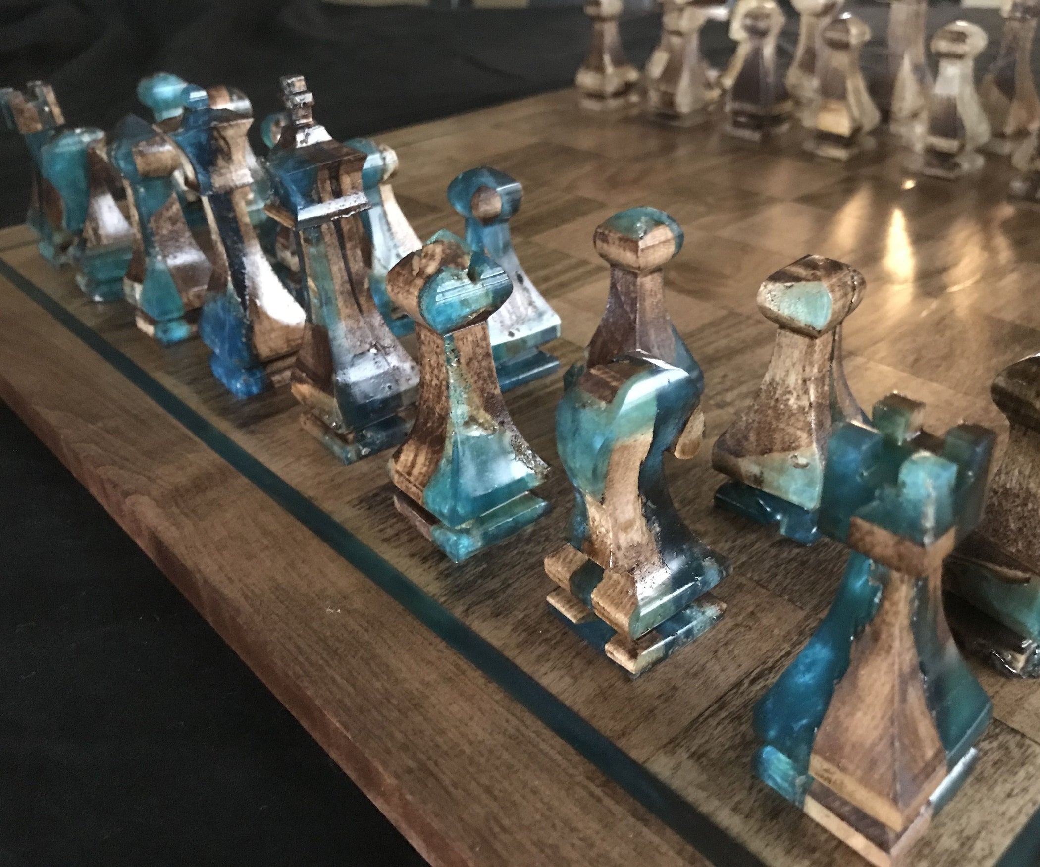Wood and Resin Chess and Checker Board With Pieces From Scraps 6 Steps (with Pictures