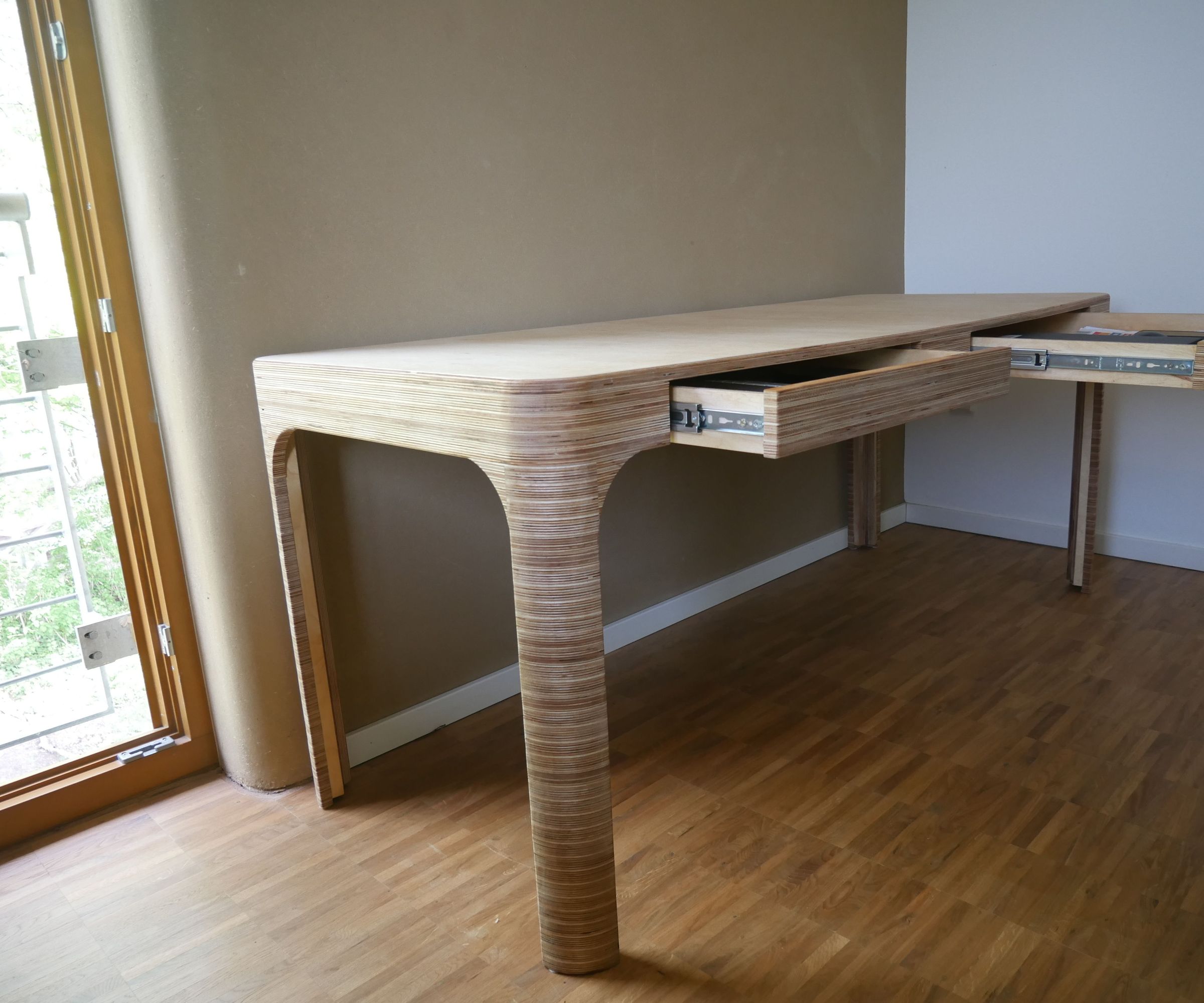 Plywood Desk for Double Home Office