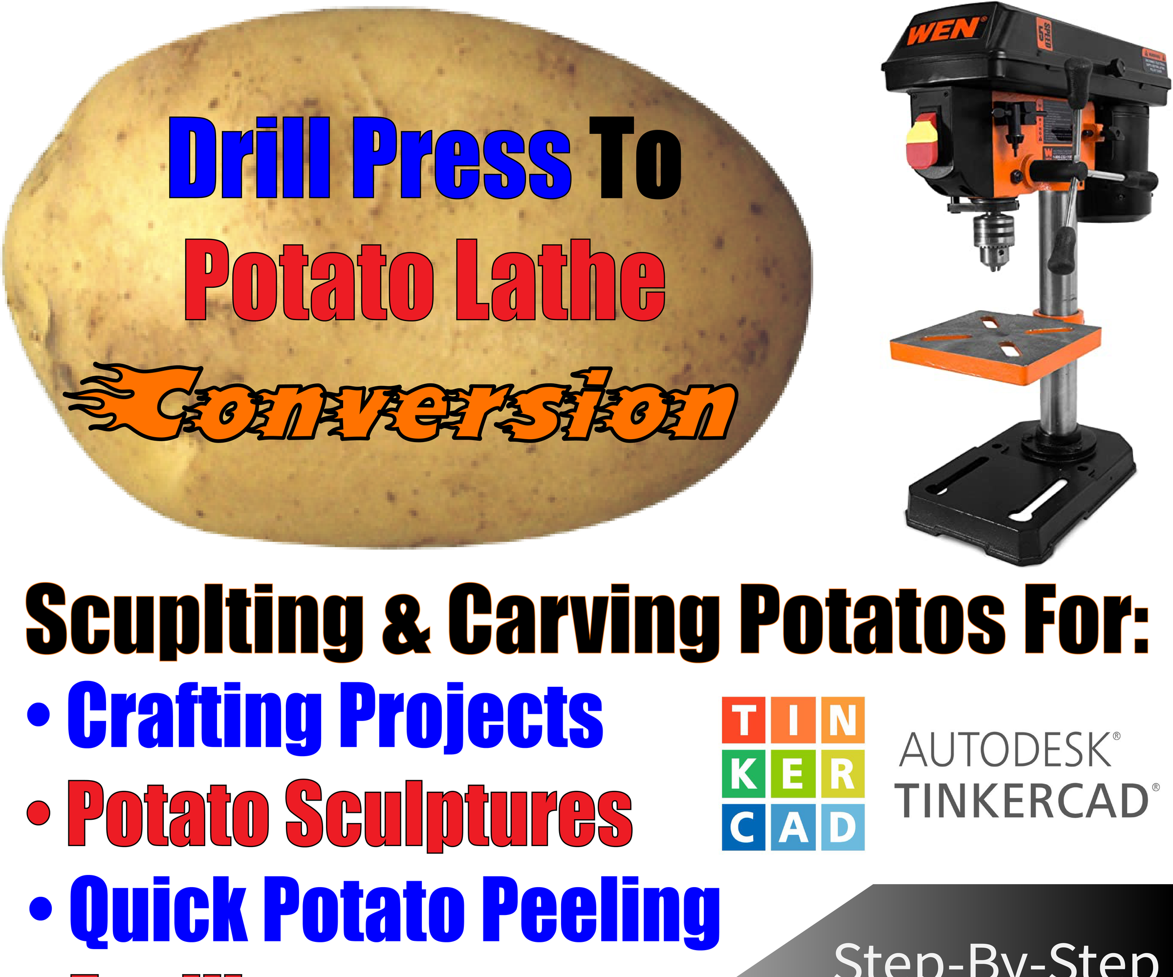 Drill Press to Potato Lathe Conversion: Using TinkerCad!