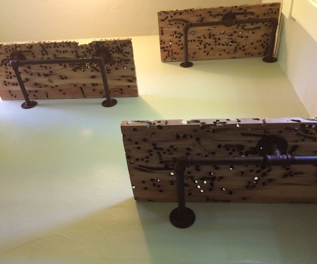 Pipe and Salvage Wood Closet Shelving