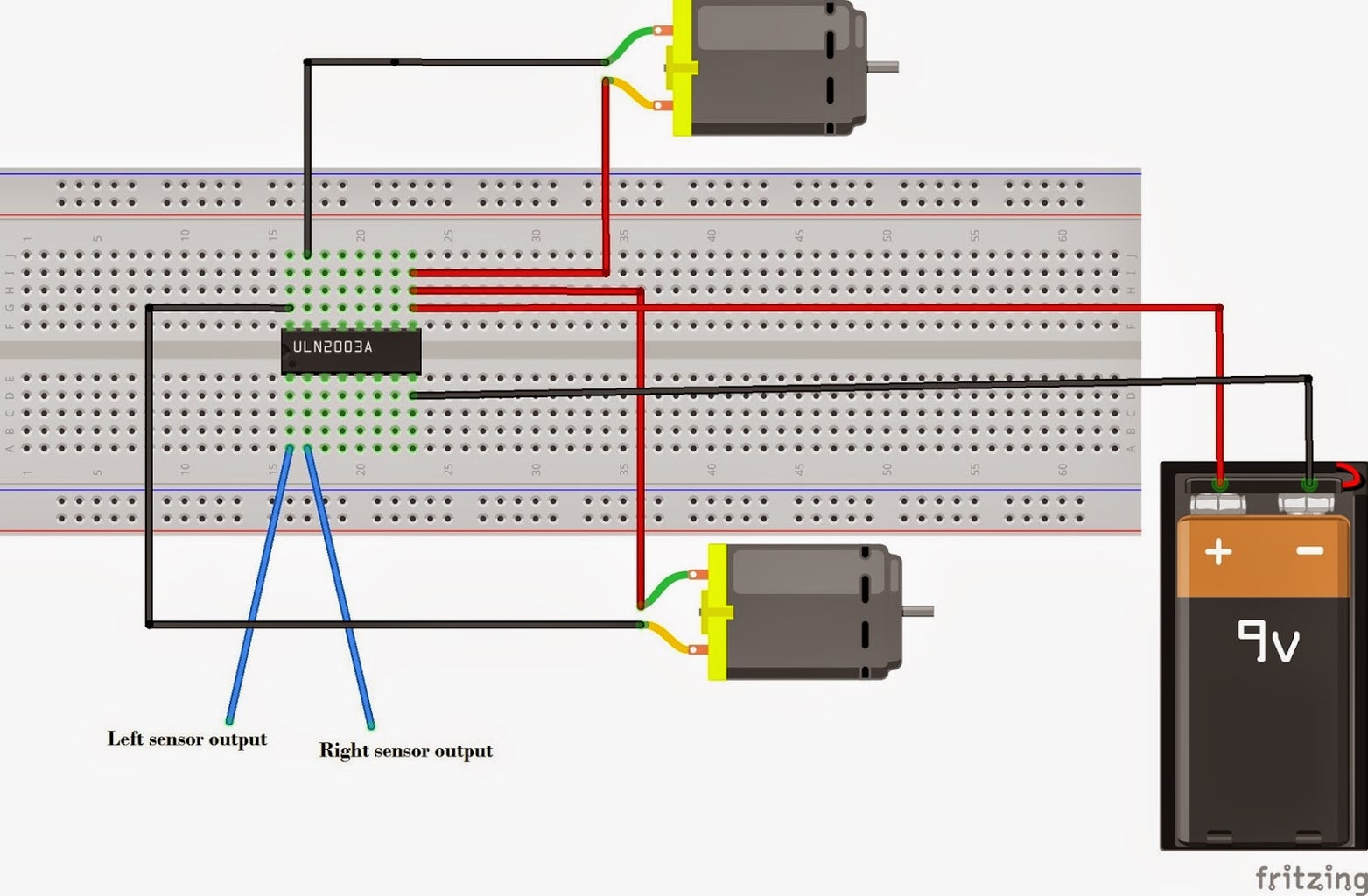 A Simple and Cheap DIY Line Following Robot : 6 Steps Circuit Diagram