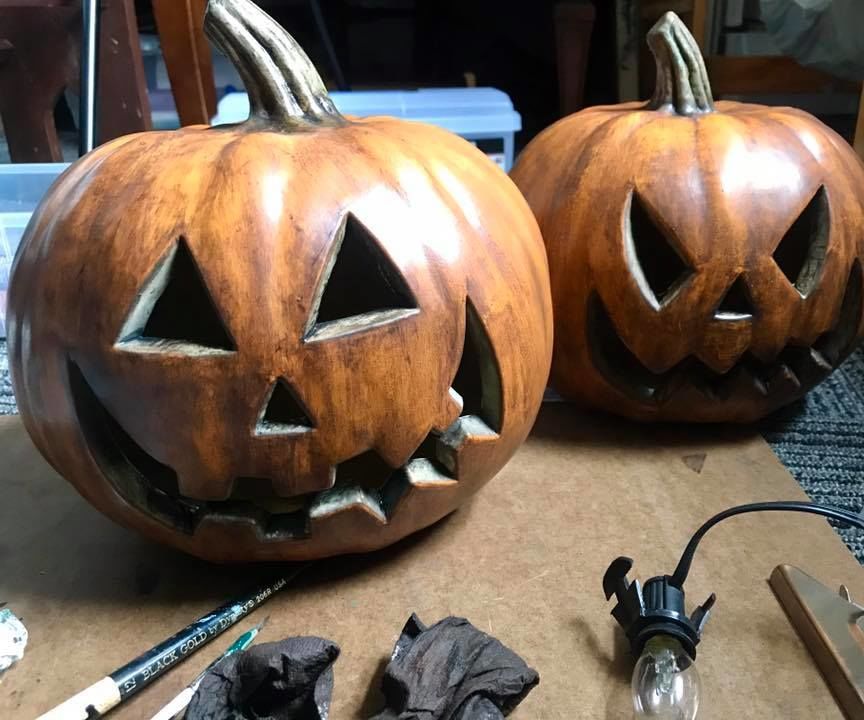 Halloween Aged Lit Plastic Pumpkin
