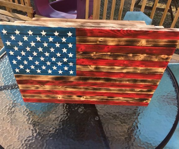 Hidden Compartment Wood American Flag
