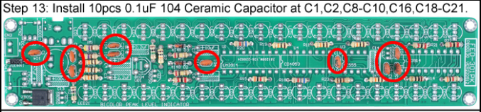 Install 10pcs 0.1uF 104 Ceramic Capacitor