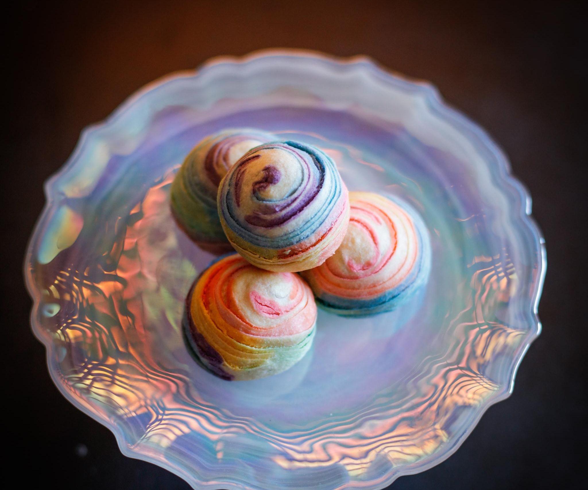Rainbow Puff Balls With Coconut Filling