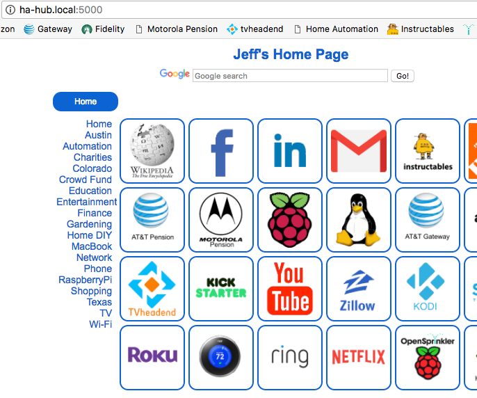 Icon-based Menu or Home Page 