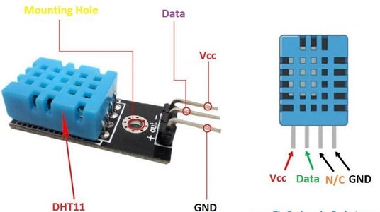 Temperature and Humidity Sensor Wiring (DHT11 Sensor)