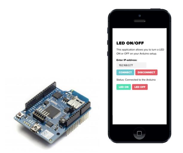 How to connect your Arduino WiFi shield to a custom iOS/Android application developed in HTML5/JavaScript. 