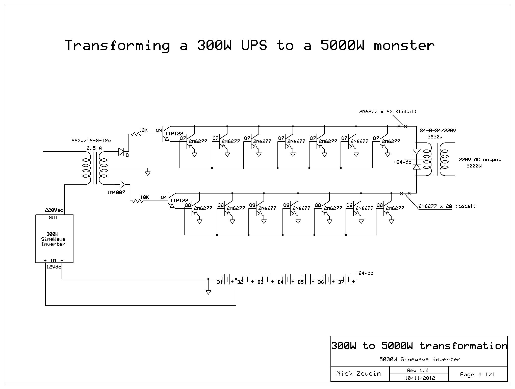 Transforming a 300W Sinewave DC/AC mini inverter to a 5000W monster