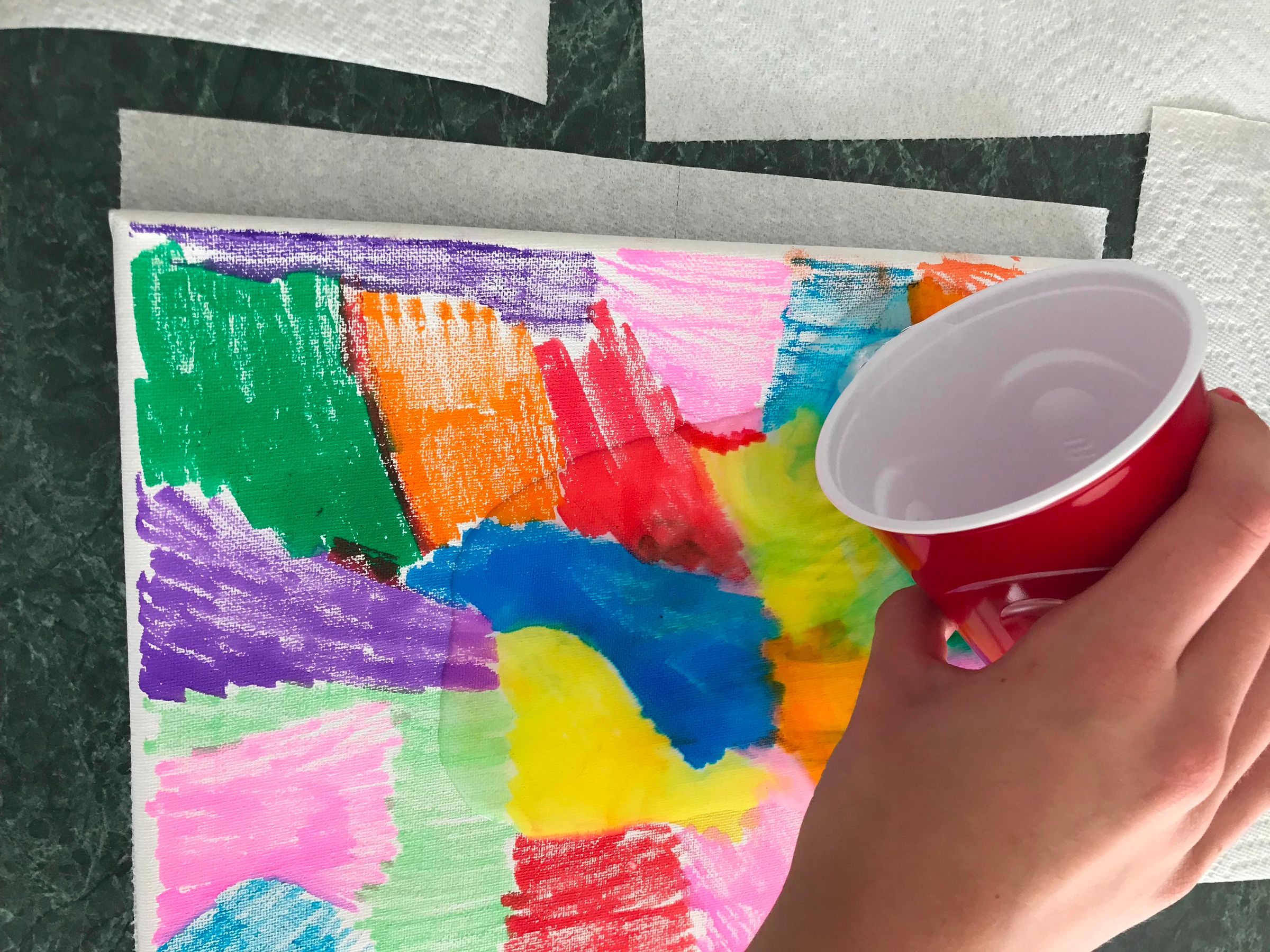 How to Make Marker and Rubbing Alcohol Art on a Canvas 5 Steps