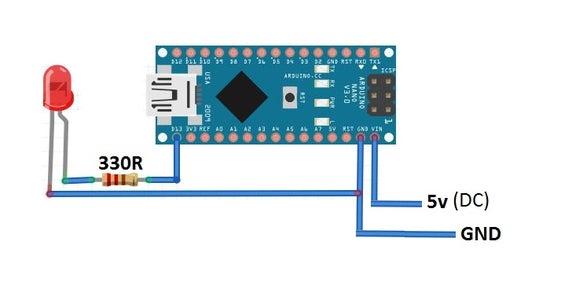 LED BLINKING USING ARDUINO NANO