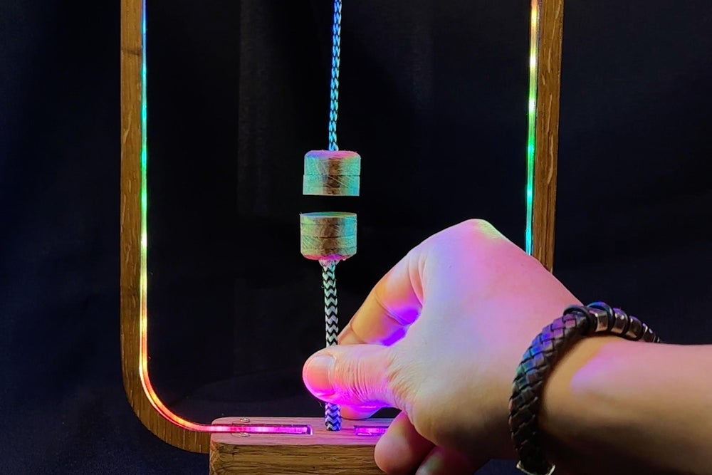 Wooden Desk Lamp With Levitating Dimmer / Color Changing LED