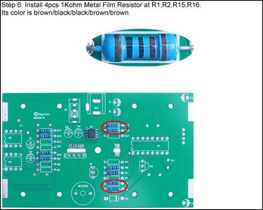 Install 4pcs 1Kohm Metal Film Resistor at R1,R2,R15,R16