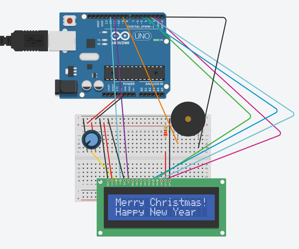 Using LCD With a Piezo Speaker (Christmas Theme)