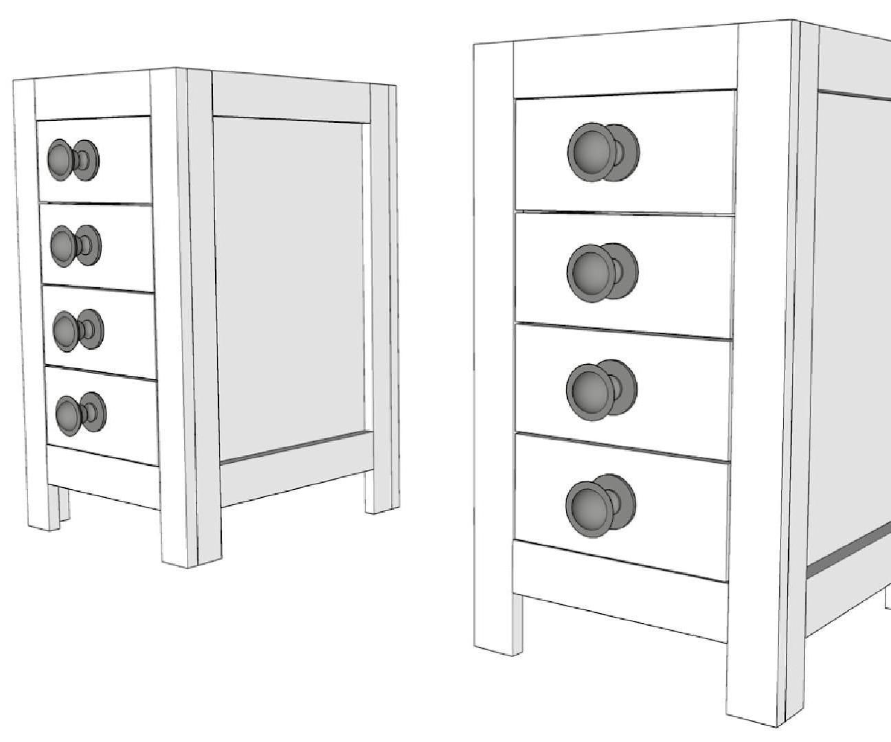 DIY Base Cabinets With Drawers for Desk, Nightstand, or End Table