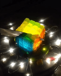 Rainbow Illuminated Ruby Cake