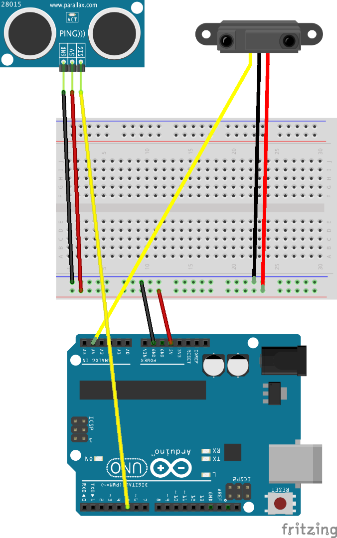 Seeed Ultrasonic and Sharp IR Sensors