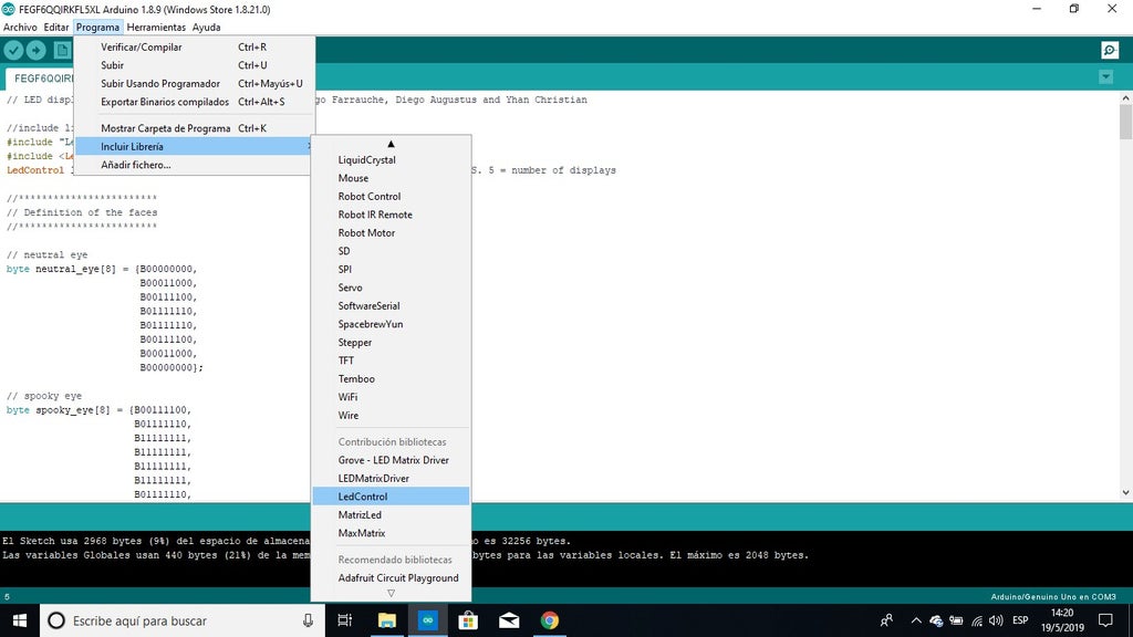 Controlling LED Matrix Array With Arduino Uno (Arduino Powered Robot ...