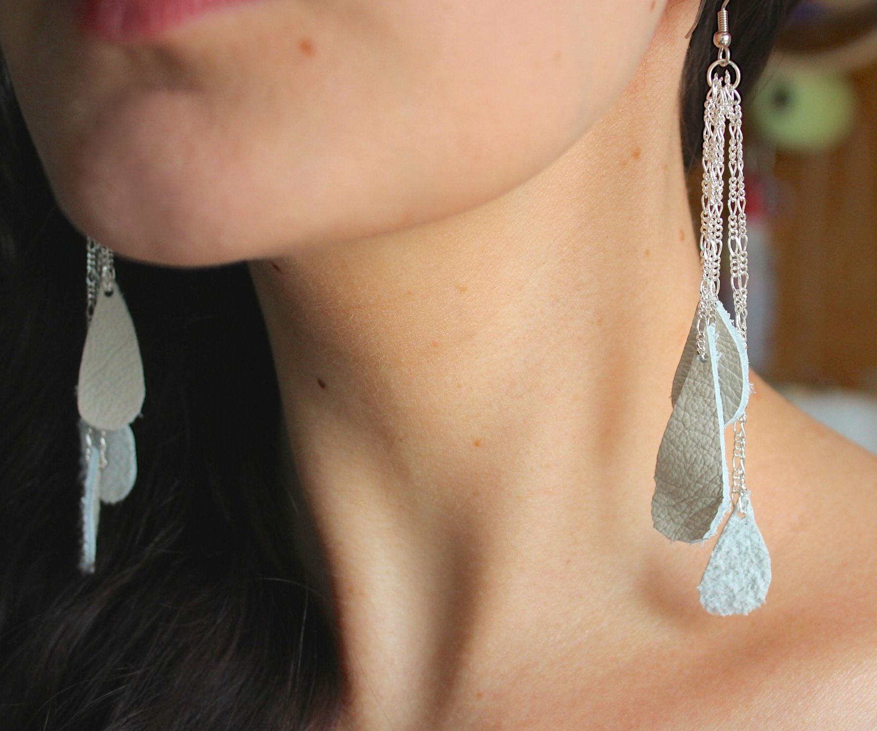 Leather Teardrop Earrings