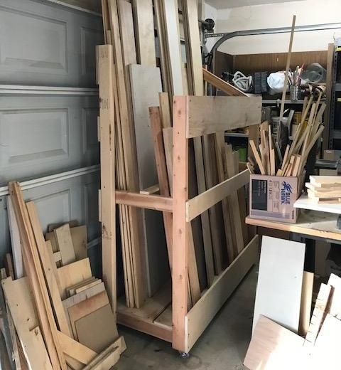 Rolling Wood Storage Cart From Scrap