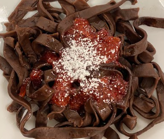 Chocolate Pasta With Strawberry "Marinara" Sauce 