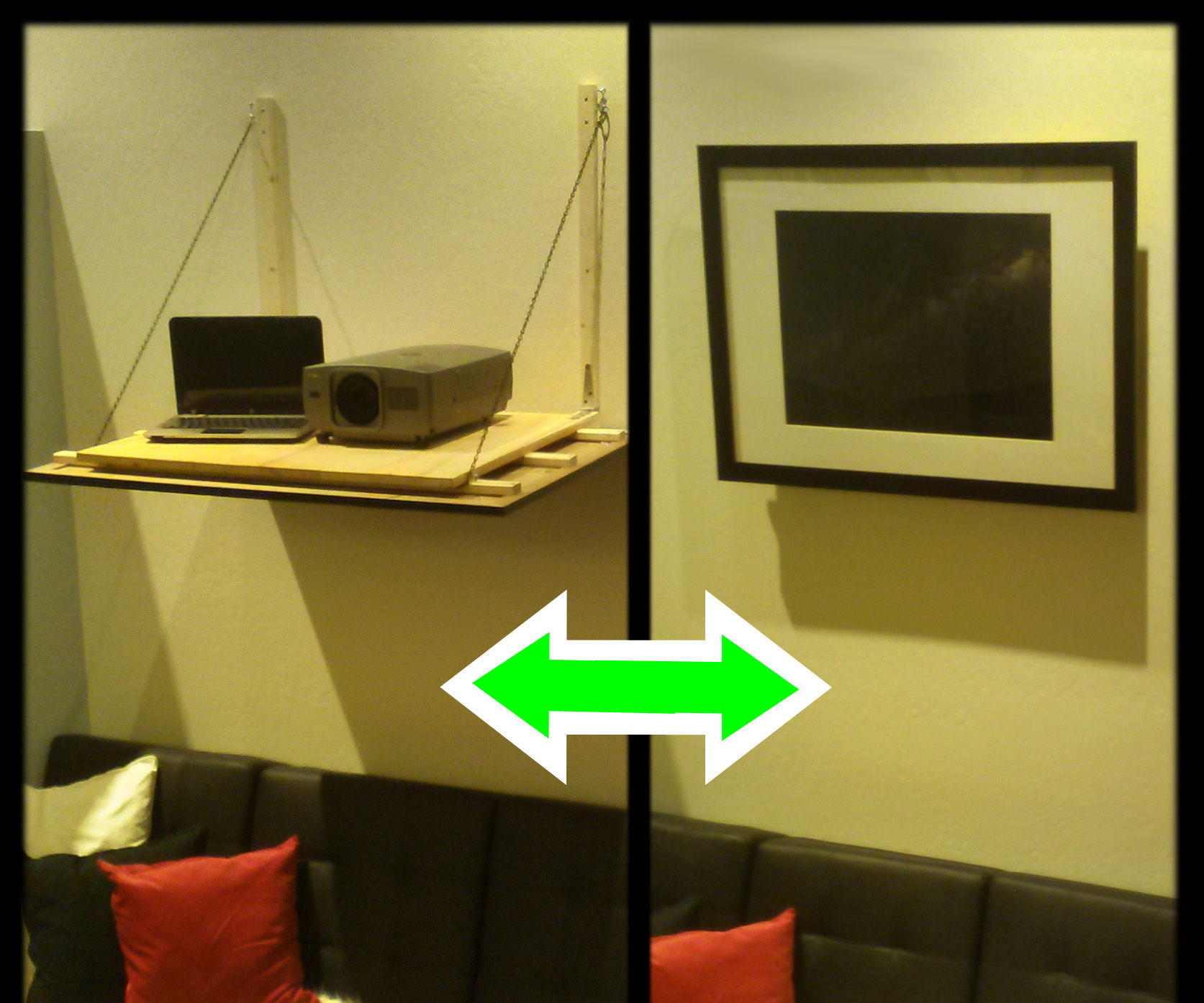 Framed picture that turns into a shelf