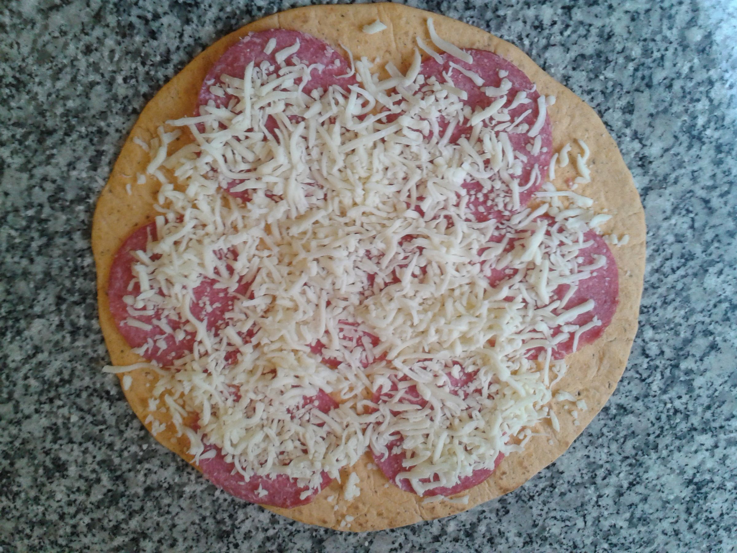 Tomato Basil Salami Tortilla Mozzarella Pizza Recipe (with Pictures