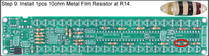 Install 1pcs 10ohm Metal Film Resistor at R14