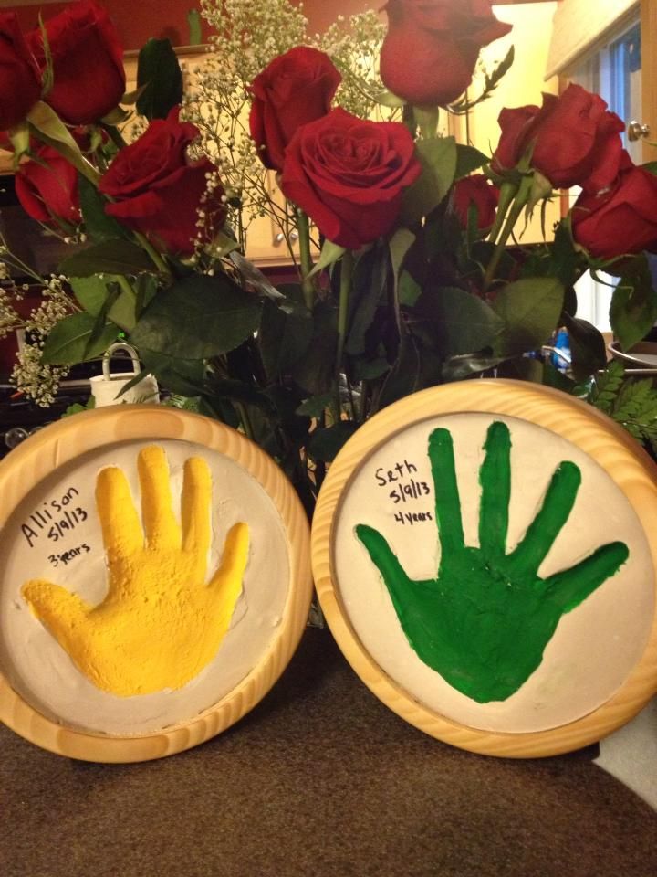 Mother's Day Handprints in a Solid Wooden Frame