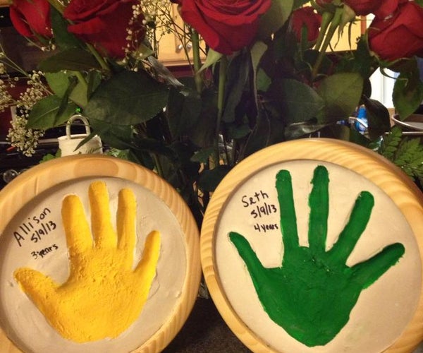 Mother's Day Handprints in a Solid Wooden Frame