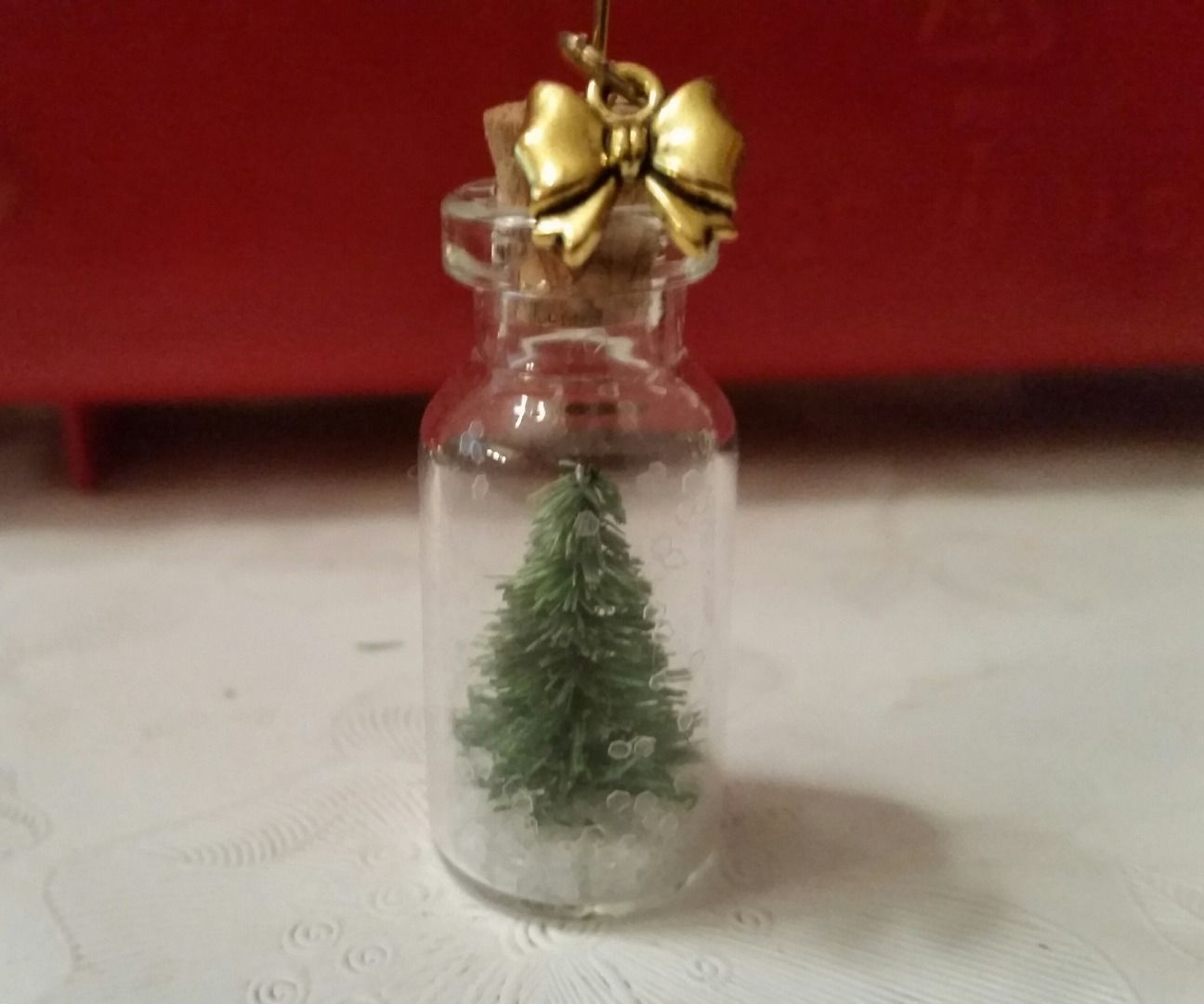 TINY CHRISTMAS TREE FOR MINI GLASS BOTTLES / DRY SNOW GLOBE