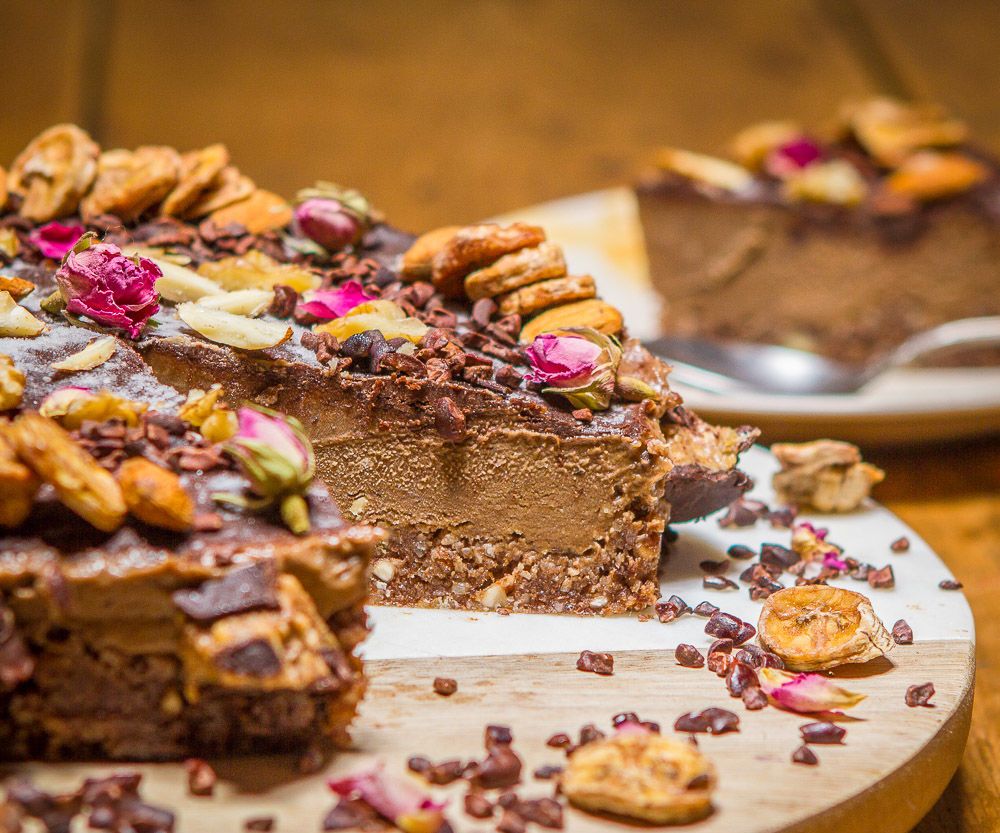 Raw Chocolate Peanut Butter Ice Cream Cake