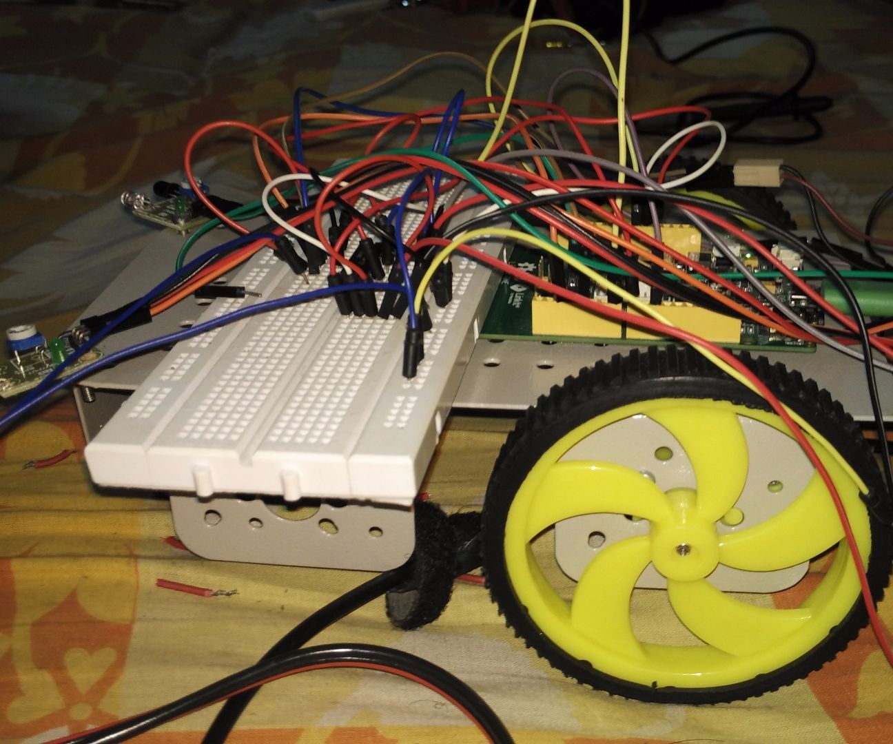 Obstacle Avoiding Robot Using IR Module Interfaced  With Mediatek LinkIt One Board