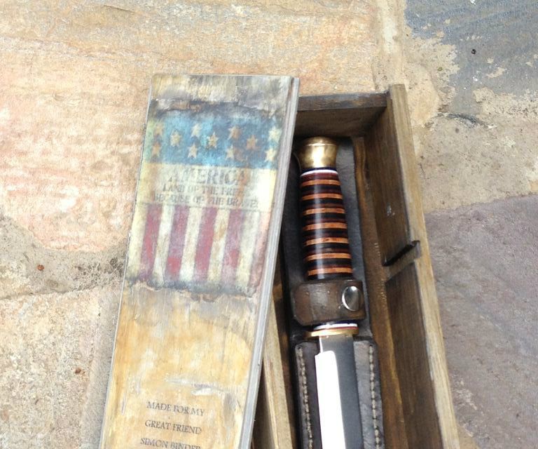 DIY Stacked Leather Handle Bowie Knife