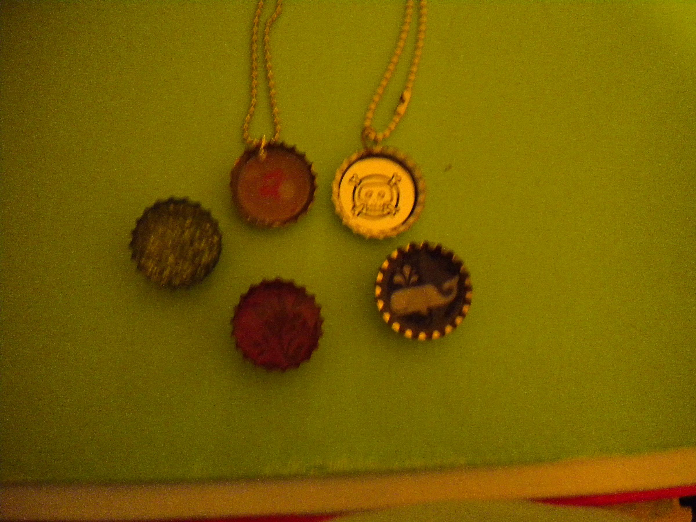 Bottle Cap Necklaces and Magnets