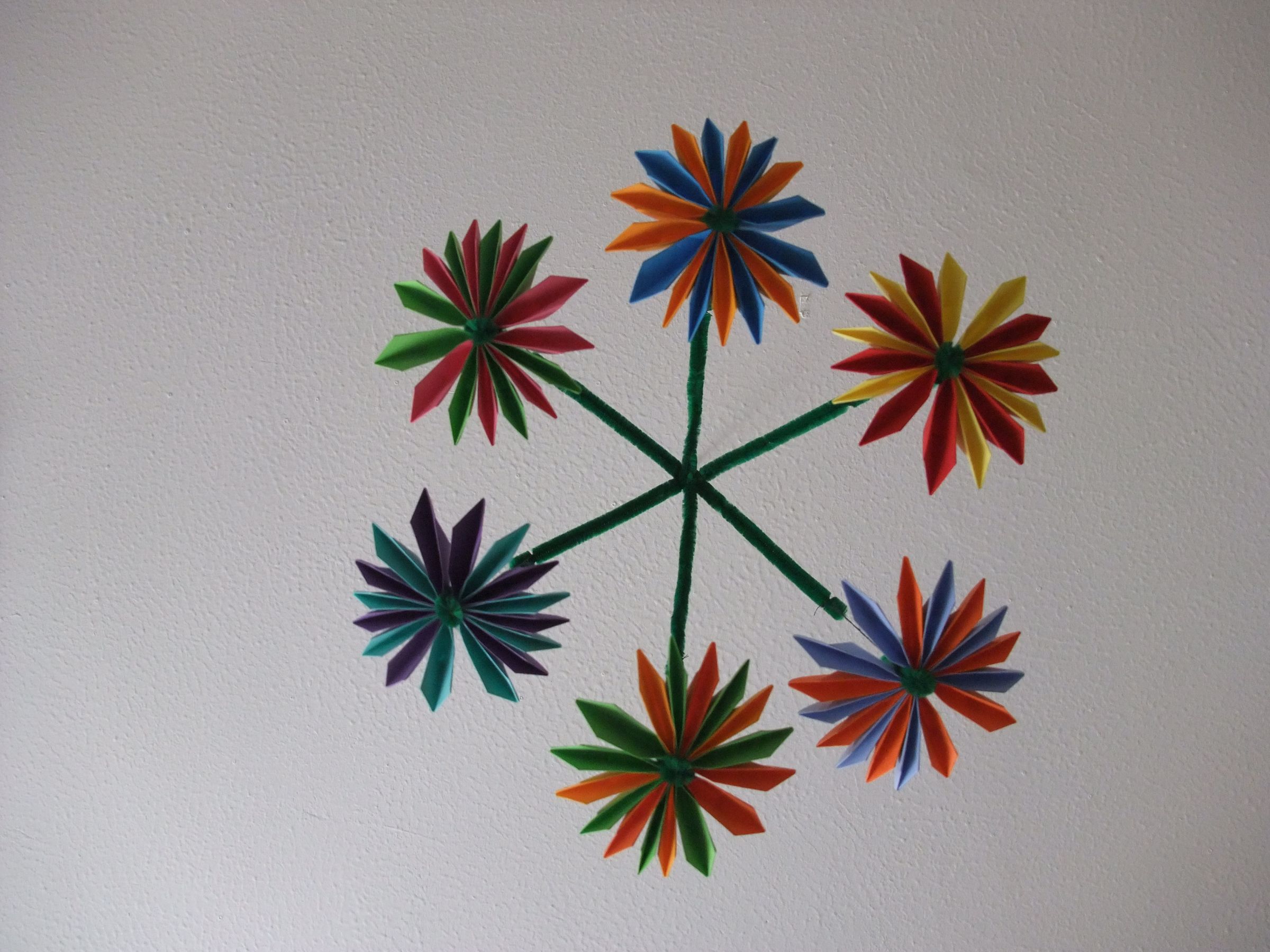 Baby Cot Mobile Using Origami Flowers