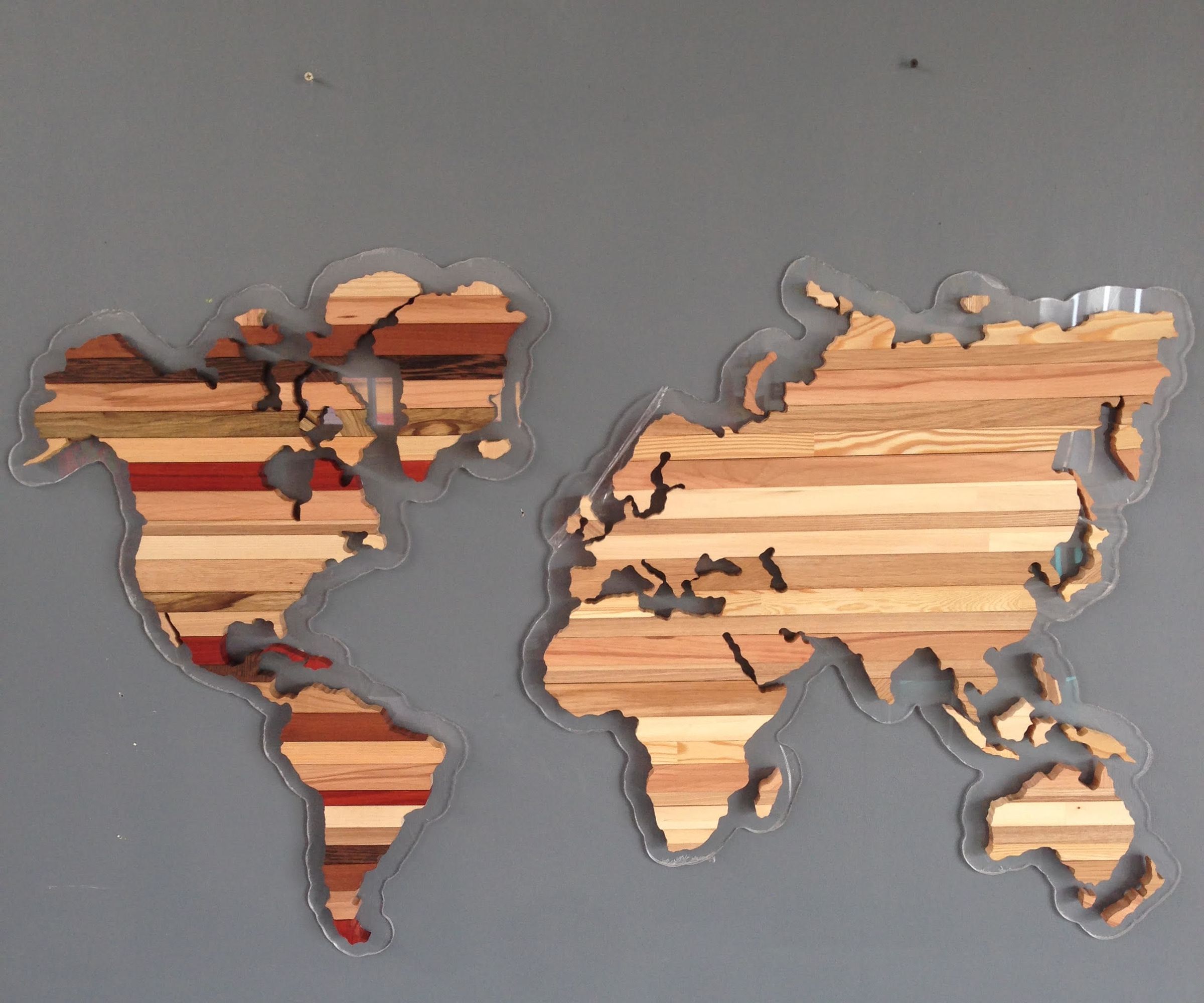 Wooden World Map Zebra