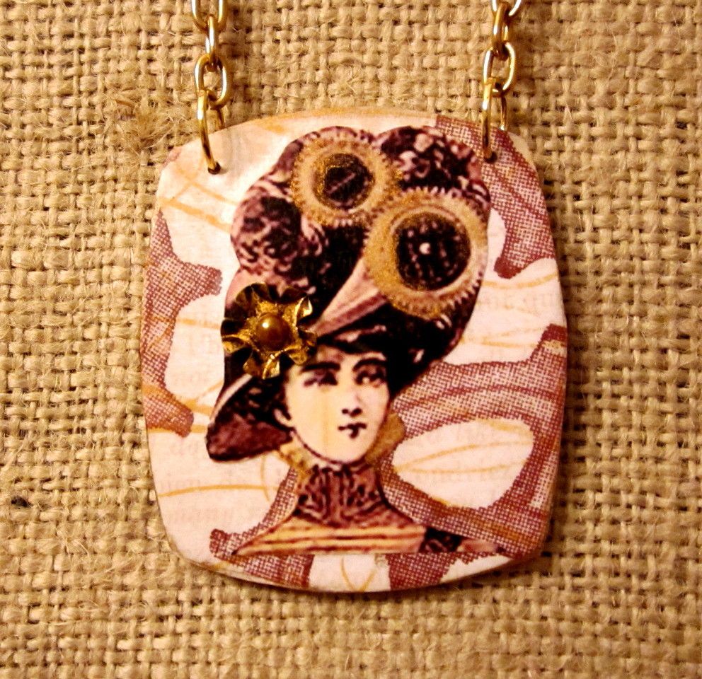 Steampunk Woman Pendant Necklace