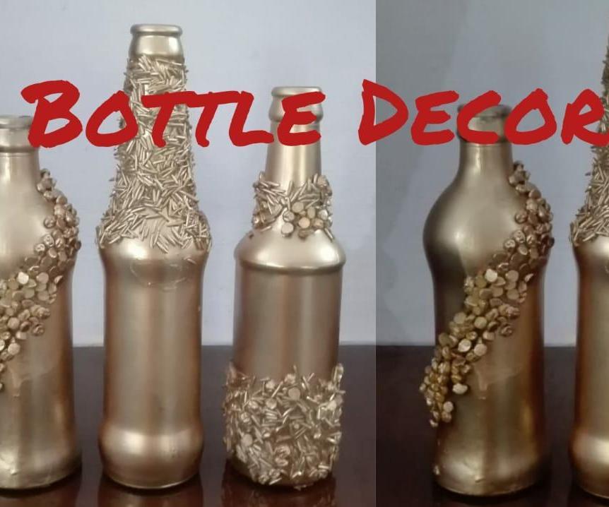 How to Decorate Glass BottlesEasy Bottles DecorationDIY Bottle Decor