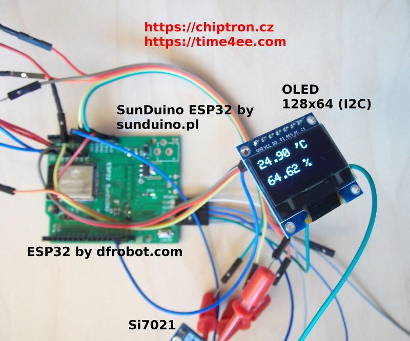 ESP32 - Temperature/humidity Sensor (Si7021) and OLED