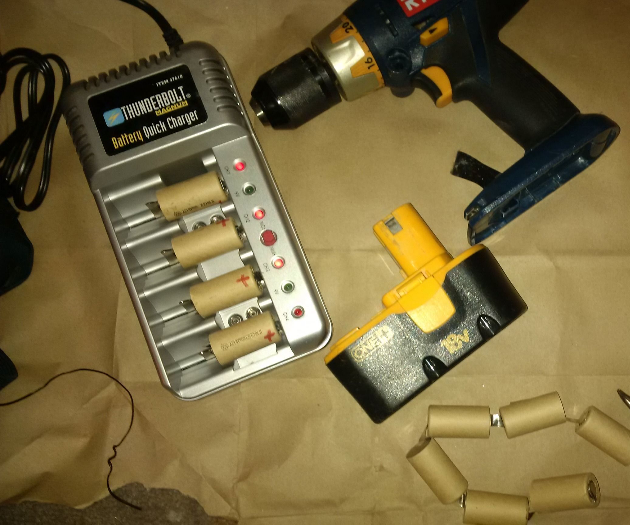 Rechargable C-Cells from Dead Drill Battery