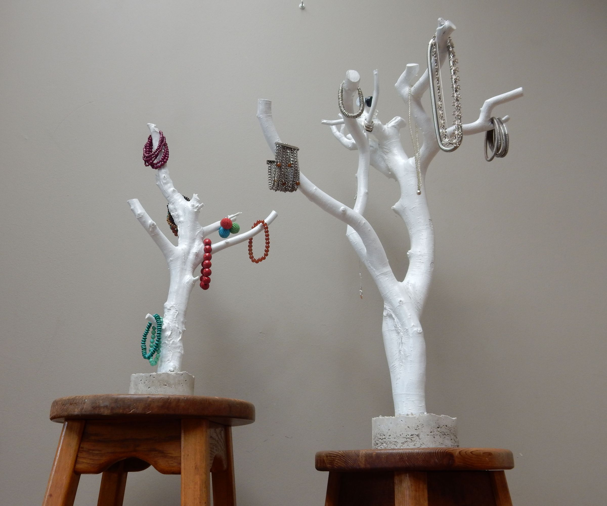 Jewellery stand from a branch